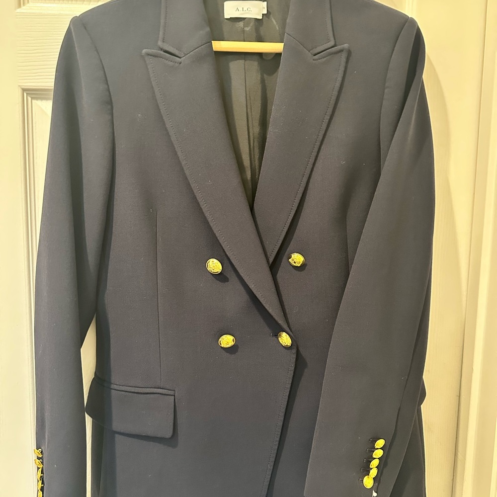 A.L. C Midnight Blue Blazer with Gold Buttons Size 14